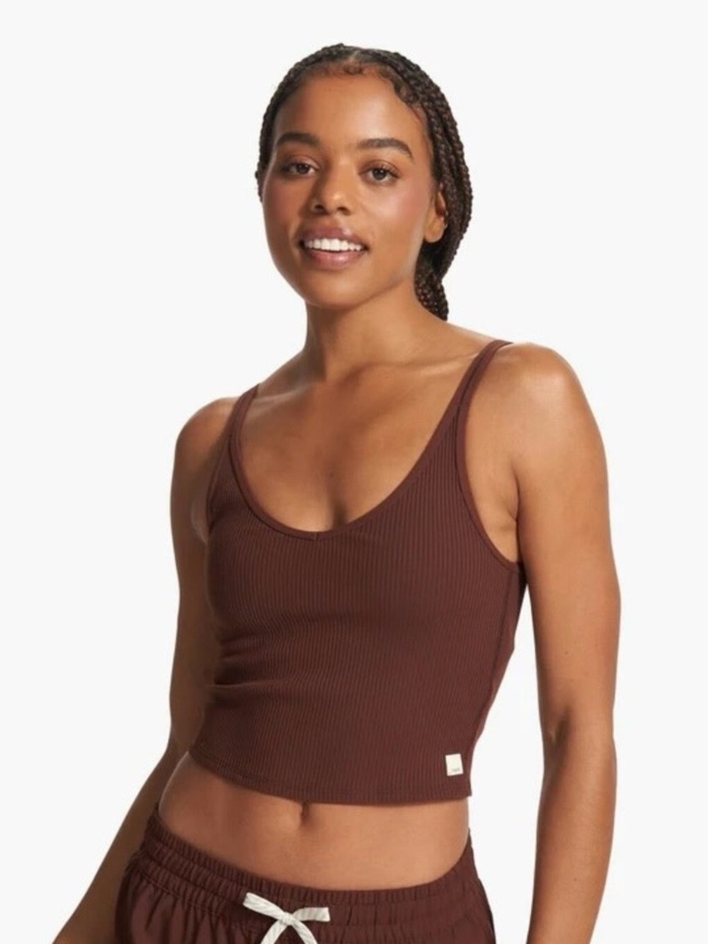 Vuori Brown Ribbed Tank